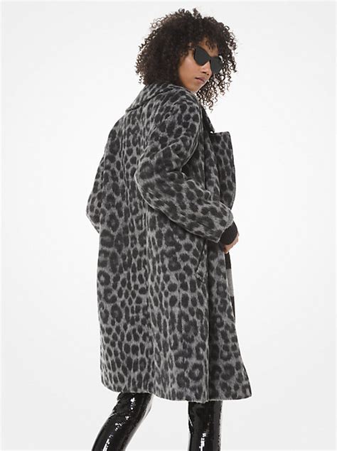 michael michael kors leopard jacquard cocoon coat|michael kors brown puffer jacket.